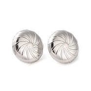 Flat Round 304 Stainless Steel Stud Earrings for Women, Stainless Steel Color, 19mm(EJEW-L272-001P)