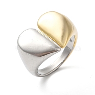 Heart Brass Open Cuff Rings for Women, Platinum & Golden, Inner Diameter: 18mm(RJEW-B062-11GP)