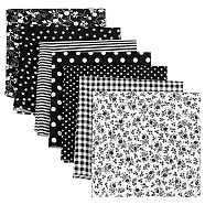 Printed Floral Cotton Fabric, for Patchwork, Sewing Tissue to Patchwork, Quilting, Black, 25x25cm, 50x50cm, 14sheets/bag(AJEW-FG0001-15)