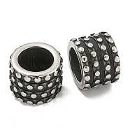 316 Surgical Stainless Steel Large Hole Beads, Textured Column, Antique Silver, 7x12x7mm, Hole: 9mm(STAS-Q326-09AS-03)