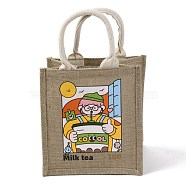 Jute Bag, with Handles, Gifts Bags, Rectangle, Human Pattern, 35cm, 23x21x15.5cm, Fold: 23x21x1.3cm(ABAG-F003-09A)