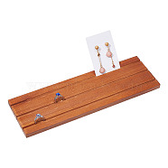 Wood Earring Display Card Holders, Jewelry Display Stand for Earring Display Cards, Postcards, Rectangle, Sienna, 30x9.5x1.1cm, Groove: 3mm(ODIS-WH0070-09B)