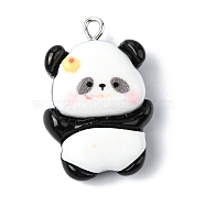 Resin Pendants, with Iron Findings, Panda, 30x20.5x9.5mm, Hole: 2mm(RESI-I058-03B)