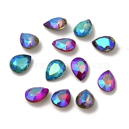 Glass Rhinestone Cabochons, Pointed Back & Back Plated, Faceted, Teardrop, Mixed Color, 8x6.1x3.4mm(RGLA-G023-04A)