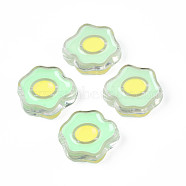 Transparent Acrylic Beads, with Enamel, Poached Egg, Pale Green, 22x25x9mm, Hole: 3mm(ACRC-S039-05B)