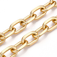 Aluminum Faceted Cable Chain, Diamond Cut Oval Link Chains, Unwelded, Light Gold, 21x12.5x3.5mm(CHA-N003-32KCG)