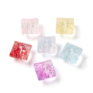 Spray Painted Transparent Glass Beads, Rectangle, Mixed Color, 10x12.5x12.5mm, Hole: 1.8mm(GLAA-D006-05)