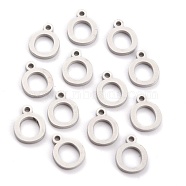 304 Stainless Steel Pendants, Matte Style, Greek Alphabet, Stainless Steel Color, Letter.O, Letter.O: 11x8.5x1.5mm, Hole: 1.5mm(STAS-F267-10O-P)