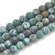 Natural African Turquoise(Jasper) Beads Strands, Frosted, Round, 4mm, Hole: 1mm, about 96pcs/strand, 15.5 inch(G-T106-203)