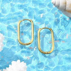 Ion Plating(IP) 304 Stainless Steel Hoop Earrings for Women, Rectangle, Golden, 24.5x2.5mm(EJEW-U035-12G-02)