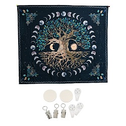 Tree of Life Flower Sun Moon Hippie Tapestries, Polyester Bohemian Mandala Wall Hanging Tapestry, for Bedroom Living Room Decoration, Rectangle, Tree of Life Pattern, 1300x1500mm(MAND-PW0001-26A)