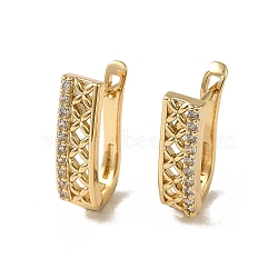 Brass Micro Pave Cubic Zirconia Hoop Earring, Light Gold, 19x5.5mm(EJEW-L271-10KCG-05)