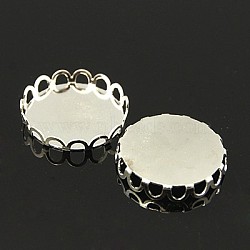 Brass Cabochon Settings, DIY Findings for Jewelry Ring Making, Nickel Free, Flat Round, Silver Color Plated, tray: 18mm(KK-C1764-5-NFS)