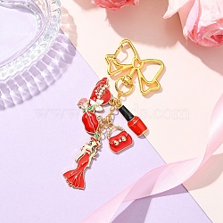 Women Bag Hat Shoes Alloy Enamel Pendant Decoration, with Alloy Swivel Lobster Clasps, Red, 102mm(HJEW-YW00080-02)