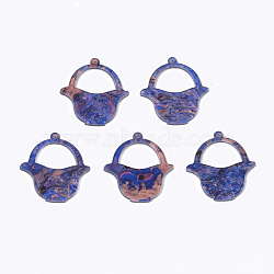 Cellulose Acetate(Resin) Pendants, Basket, Mauve, 30x28x2.5mm, Hole: 1.2mm(KY-T008-04E)