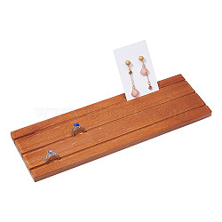 Wood Earring Display Card Holders, Jewelry Display Stand for Earring Display Cards, Postcards, Rectangle, Sienna, 30x9.5x1.1cm, Groove: 3mm(ODIS-WH0070-09B)