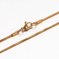 304 Stainless Steel Snake Chain Necklaces, with Lobster Claw Clasp, Golden, 17.7 inch(45cm), 0.9mm(NJEW-E026-12G)