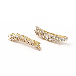 Brass Micro Pave Cubic Zirconia Stud Crawler Earrings, Climber Earrings for Women, Lead Free & Cadmium Free, Real 18K Gold Plated, 24x6x2.5mm, Pin: 1mm(EJEW-H091-32G)