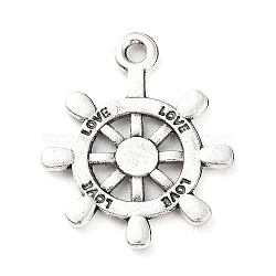 Tibetan Style Alloy Pendants, Helm, Antique Silver, 24x19.5x1.5mm, Hole: 1.8mm, about 373pcs/500g(PALLOY-P293-072AS)