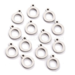 Non-Tarnish 304 Stainless Steel Pendants, Matte Style, Greek Alphabet, Stainless Steel Color, Letter.O, Letter.O: 11x8.5x1.5mm, Hole: 1.5mm(STAS-F267-10O-P)