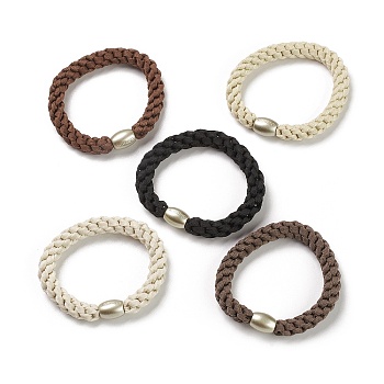 Nylon Elastic Hair Ties, Ponytail Holder, with Alloy Beads, Girls Hair Accessories, Mixed Color, 7~10mm, Inner Diameter: 44mm