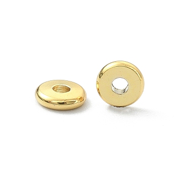 Brass Spacer Beads, Flat Round, Real 18K Gold Plated, 5x1mm, Hole: 1.4mm