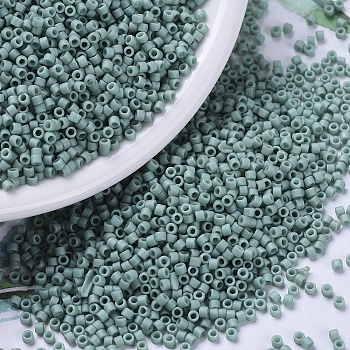 MIYUKI Delica Beads Small, Cylinder, Japanese Seed Beads, 15/0, (DBS0374) Matte Opaque Sea Foam Luster, 1.1x1.3mm, Hole: 0.7mm, about 3500pcs/10g