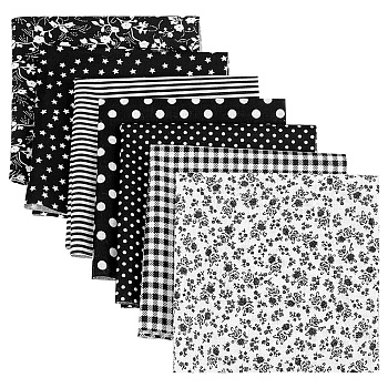 Printed Floral Cotton Fabric, for Patchwork, Sewing Tissue to Patchwork, Quilting, Black, 25x25cm, 50x50cm, 14sheets/bag