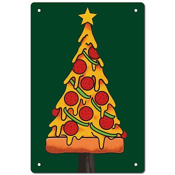 Tinplate Sign Poster, Vertical, for Home Wall Decoration, Rectangle, Christmas Tree Pattern, 300x200x0.5mm