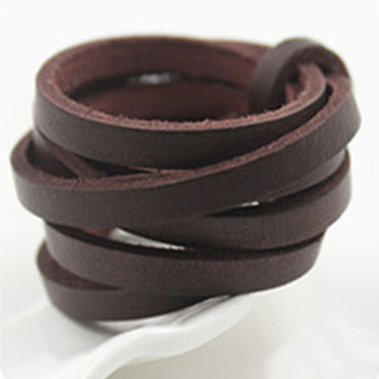 Flat Leather Jewelry Cord, Jewelry DIY Making Material, Coconut Brown, 5x2mm, about 5m/pc
