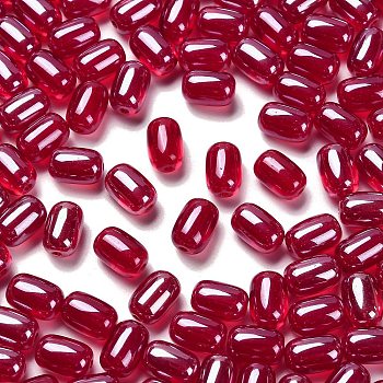 Opaque Glass Beads, Oval, Crimson, 9x6mm, Hole: 1.5mm, 825pcs/pound
