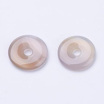 Natural Agate Pendants, Donut/Pi Disc, Donut Width: 11~12mm, 28~30x5~6mm, Hole: 6mm