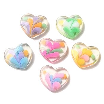 Transparent Resin Decoden Cabochons, with Glitter Powder, Mixed Color, Heart, 21.5x24.5x5mm