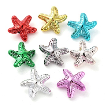 UV Plating Acrylic Beads, Starfish, Mixed Color, 18x19x9mm, Hole: 1.5mm