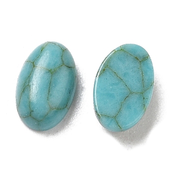 Glass Cabochons, Imitation Gemstone, Oval, Medium Turquoise, 6x4x2mm