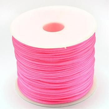 Nylon Thread, Rattail Satin Cord, Hot Pink, 1.5mm, about 100yards/roll(300 feet/roll)