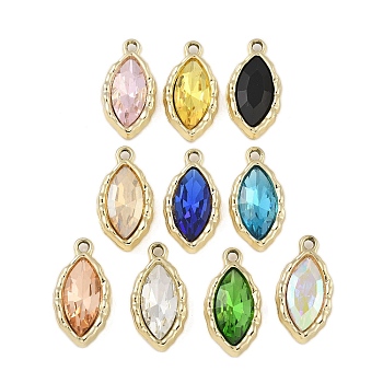 K5 Glass Pendants, Alloy Findings, UV Plated, Horse Eye, Light Gold, 22x11x5mm, Hole: 1.8mm