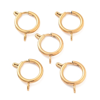 Ion Plating(IP) 304 Stainless Steel Spring Ring Clasps, Golden, 20x16x3mm, Hole: 3mm