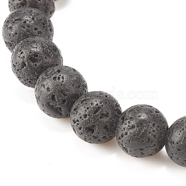 Natural Lava Rock Stretch Bracelet with Alloy Beads(BJEW-JB08192)-7