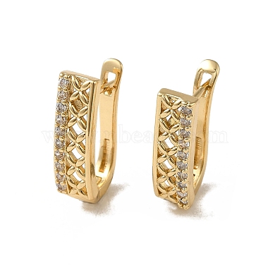 Clear Rectangle Brass Earrings