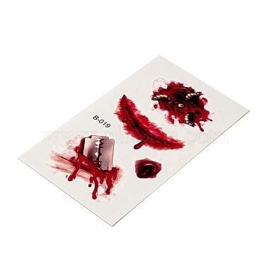 10個10スタイルのハロウィーンホラーリアルな血まみれの傷跡取り外し可能な一時的な防水タトゥー紙ステッカー(AJEW-G048-06)-4