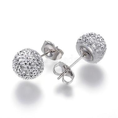 Rhinestone Ball Stud Earrings(EJEW-F063-B02)-2