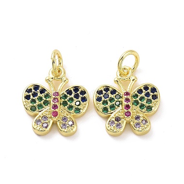 Brass Micro Pave Colorful Cubic Zirconia Charms(KK-E068-VF096)-2