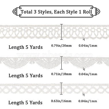 15 Yards 3 Styles Polyester Lace Trims(OCOR-GF0002-65)-2