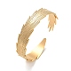 304 Stainless Steel Feather Cuff Bangles(BJEW-G694-03G)-1