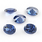 Oval Shaped Cubic Zirconia Pointed Back Cabochons, Faceted, Royal Blue, 14x10mm(X-ZIRC-R010-14x10-04)