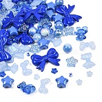 100Pcs 10 Styles Plating Transparent & Opaque Acrylic Beads, Mixed Shapes, Blue, 7~36x7~46x6~16mm, Hole: 1~3.5mm, 10pcs/style (MACR-YW0004-51)