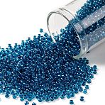 TOHO Round Seed Beads, Japanese Seed Beads, (932) Inside Color Aqua/Capri Lined, 11/0, 2.2mm, Hole: 0.8mm, about 1110pcs/bottle, 10g/bottle(SEED-JPTR11-0932)