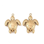 304 Stainless Steel Pendants, Turtle Charm, Real 14K Gold Plated, 20.5x15.5x5mm, Hole: 1.2mm(STAS-L022-572G)
