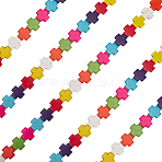 5 Strands Synthetic Turquoise Beads Strands, Dyed, Greek Cross, Mixed Color, 15x15x4mm, Hole: 1mm, about 27pcs/strand, 15.4 inch(TURQ-ME0001-03)